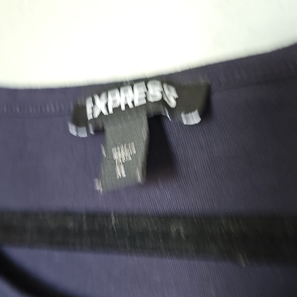 Express Fun Casual Navy Blue Puff Sleeve Cotton Blouse XL - Picture 4 of 7